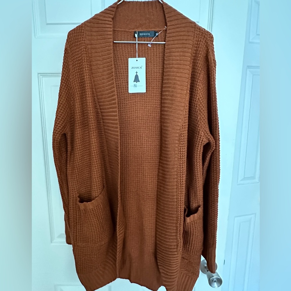 NWT Cardigan ZESICA Classic Fashion Collection XL - color RUST